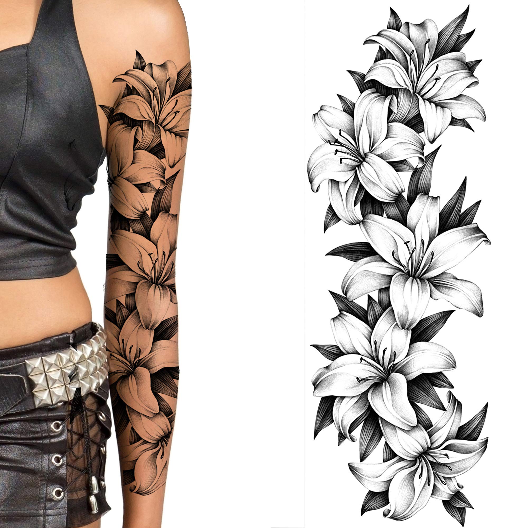 Amazon.com : Tatodays 2 x Temporary tatoo sticker stick on lillies